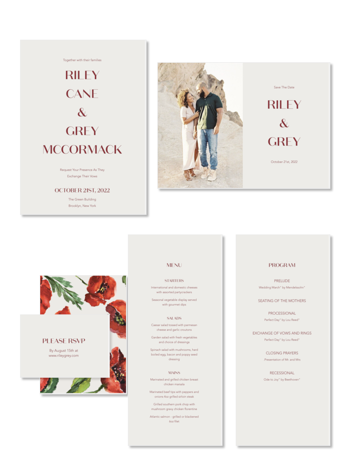 Wedding invitation paper suite