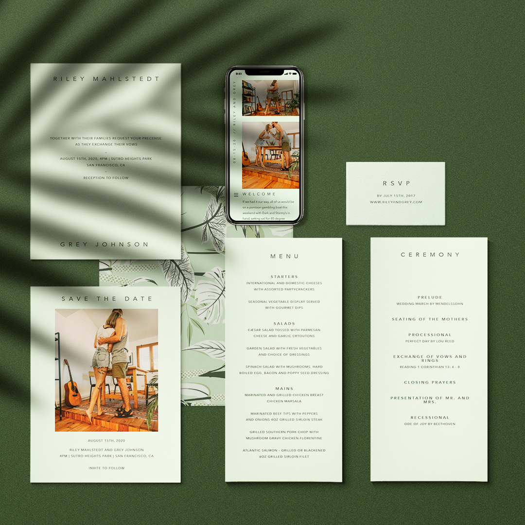 Rattan design wedding invitations